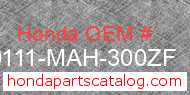 Honda 80111-MAH-300ZF genuine part number image