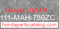 Honda 80111-MAH-750ZC genuine part number image