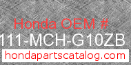 Honda 80111-MCH-G10ZB genuine part number image