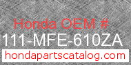 Honda 80111-MFE-610ZA genuine part number image