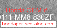 Honda 80111-MM8-830ZF genuine part number image