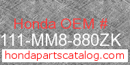 Honda 80111-MM8-880ZK genuine part number image