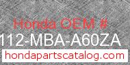 Honda 80112-MBA-A60ZA genuine part number image