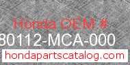 Honda 80112-MCA-000 genuine part number image