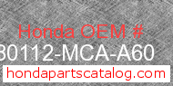 Honda 80112-MCA-A60 genuine part number image