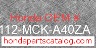 Honda 80112-MCK-A40ZA genuine part number image