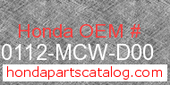 Honda 80112-MCW-D00 genuine part number image
