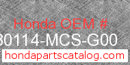 Honda 80114-MCS-G00 genuine part number image