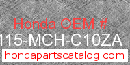Honda 80115-MCH-C10ZA genuine part number image