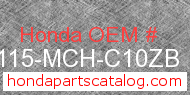 Honda 80115-MCH-C10ZB genuine part number image