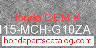 Honda 80115-MCH-G10ZA genuine part number image