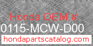 Honda 80115-MCW-D00 genuine part number image