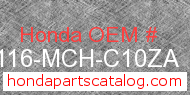 Honda 80116-MCH-C10ZA genuine part number image
