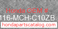 Honda 80116-MCH-C10ZB genuine part number image