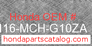 Honda 80116-MCH-G10ZA genuine part number image