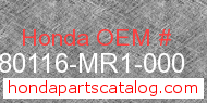 Honda 80116-MR1-000 genuine part number image