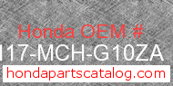 Honda 80117-MCH-G10ZA genuine part number image