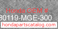 Honda 80119-MGE-300 genuine part number image
