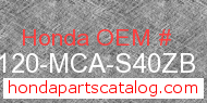 Honda 80120-MCA-S40ZB genuine part number image