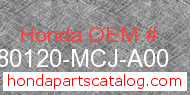 Honda 80120-MCJ-A00 genuine part number image