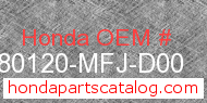 Honda 80120-MFJ-D00 genuine part number image