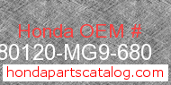 Honda 80120-MG9-680 genuine part number image