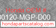 Honda 80120-MGP-D00 genuine part number image