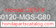 Honda 80120-MGS-C80 genuine part number image