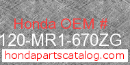 Honda 80120-MR1-670ZG genuine part number image
