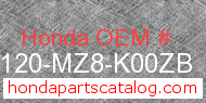 Honda 80120-MZ8-K00ZB genuine part number image
