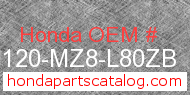 Honda 80120-MZ8-L80ZB genuine part number image