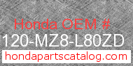 Honda 80120-MZ8-L80ZD genuine part number image