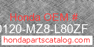 Honda 80120-MZ8-L80ZF genuine part number image