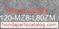 Honda 80120-MZ8-L80ZM genuine part number image