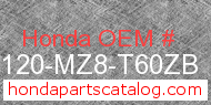 Honda 80120-MZ8-T60ZB genuine part number image