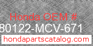 Honda 80122-MCV-671 genuine part number image