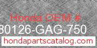 Honda 80126-GAG-750 genuine part number image