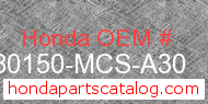 Honda 80150-MCS-A30 genuine part number image