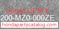 Honda 80200-MZ0-000ZE genuine part number image