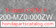 Honda 80200-MZ0-000ZW genuine part number image