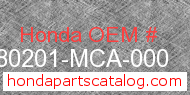 Honda 80201-MCA-000 genuine part number image