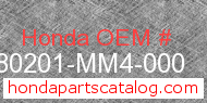 Honda 80201-MM4-000 genuine part number image