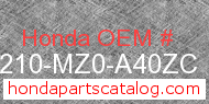 Honda 80210-MZ0-A40ZC genuine part number image