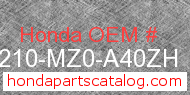 Honda 80210-MZ0-A40ZH genuine part number image