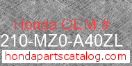 Honda 80210-MZ0-A40ZL genuine part number image