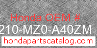 Honda 80210-MZ0-A40ZM genuine part number image