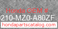 Honda 80210-MZ0-A80ZF genuine part number image
