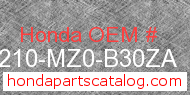Honda 80210-MZ0-B30ZA genuine part number image