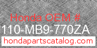 Honda 81110-MB9-770ZA genuine part number image
