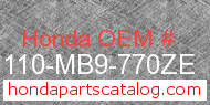Honda 81110-MB9-770ZE genuine part number image